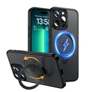 Magic John Phone Case for iPhone 16 Pro Max Rotatable Ring Kick Stand Magsafe Charging Shockproof Cover